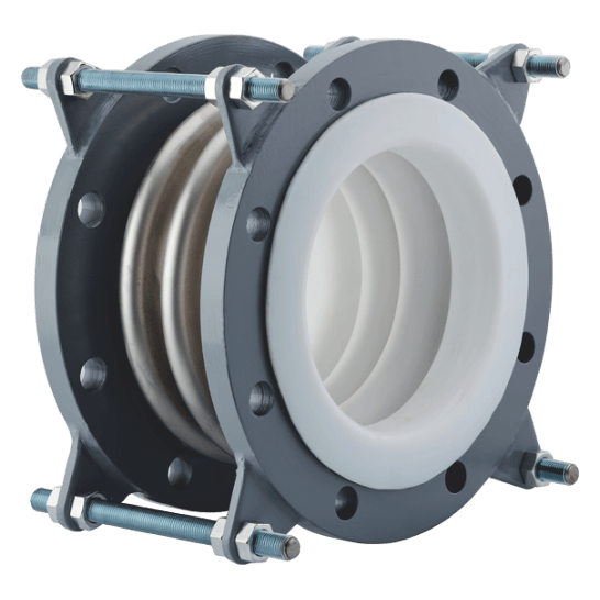 Stainless steel lined PTFE ripple compensator